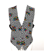 Brandon Michael Vest Medium Multicolored Optical Illusion USA Made - £22.93 GBP