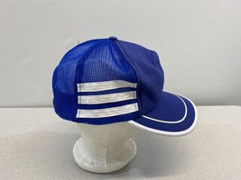 Vintage 3 Stripe Trucker Hat Men&#39;s Snapback Blue White Mesh Adjustable Cap - £12.50 GBP