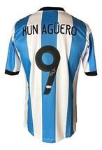 Sergio Aguero Manchester Unterzeichnet Blau Fußball Trikot Bas - £155.06 GBP