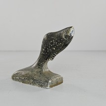 Artist Signed Dimu Canadian Inuit Style Carved Soapstone Salmon Fish 3&quot; - £15.63 GBP
