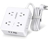 Surge Protector Power Strip - 6 Ft Flat Plug Extension Cord With 8 Widel... - £22.34 GBP
