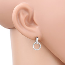 Silver Tone Drop Earrings With Swarovski Style Crystals - £19.26 GBP