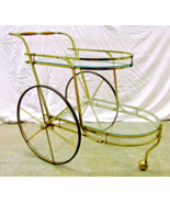 Mid-Century Modern Brass and Glass Bar Cart Tea Cart - $494.01