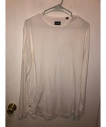 Cuts Curved Hem Mens Medium Long Sleeve White Shirt Polyester Cotton Ble... - $10.88
