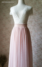 BLUSH PINK Tulle Maxi Skirt Bridesmaid Plus Size Tulle Skirt Outfit image 6