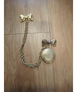 Vintage Goldtone Sweetheart &amp; Bowtie Locket Pin/Brooch Chains  - $19.87