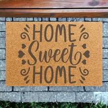 &quot;Home Sweet Home&quot; Coconut Fiber Doormat 24 x 16&quot; Vinyl Backing Entrance Doormat - £36.84 GBP