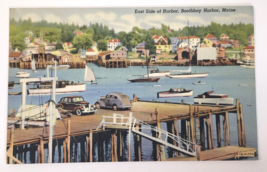 Boothbay Harbor Maine ME Postcard 1942 East Side of Harbor Boat Dock - £5.23 GBP