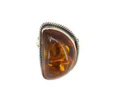 Vtg Sterling Signed 925 Estate Old Pawn Genuine Chunky Baltic Amber Ring... - $54.45