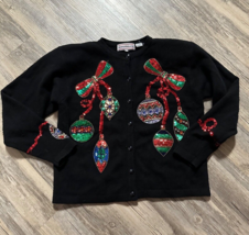 Vtg Westbound Christmas Sweater Women Small Lambswool Angora Sequin Orna... - $24.04