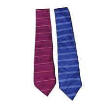RBM Collection Men&#39;s Red And Blue Striped Silk Neckties Set Of 2 Stain R... - $12.77