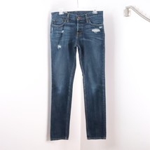 Hollister Men&#39;s 30 x 32 Dark Stone Wash Distressed Skinny Leg Blue Jeans - £14.26 GBP