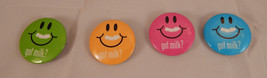 4 Vintage &quot;Got Milk&quot; Buttons Pins -1 each of Green, Yellow, Pink &amp; Blue - 1990&#39;s - £5.93 GBP