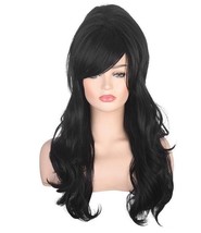 AMZCOS Women Black Beehive Wig Long Curly Wavy Bouffant Heat Resistant Synthetic - £17.12 GBP