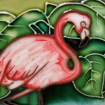 Flamingo Decorative Ceramic Tile 4" Hand Painted Wall Hanging Trivet Jaco image 4