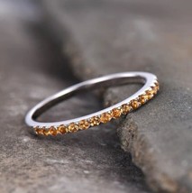 Natural Citrine Matching Wedding Half Eternity Band, Promise Ring, Gift For Her - £55.09 GBP