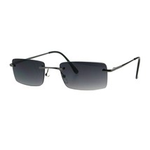 Rimless Rectangular Sunglasses Unisex Fashion Metal Spring Hinge UV 400 - £15.74 GBP