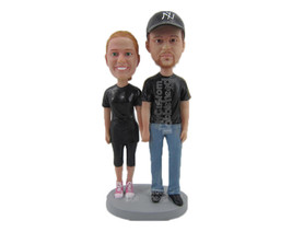 Custom Bobblehead Couple Standing Together In Casual Outfits - Wedding &amp; Couples - £121.53 GBP