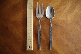 Vintage Granada Rose Stainless Meat Serving Fork 8.8&quot; Solid Serving Spoo... - $12.34