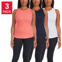 Danskin Womens Ribbed Tank Top, 3-pack Size XL Color Sugar Coral/White/Navy - £27.87 GBP