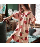 Strawberry Print Midi Nightgown | Women Sleep One Piece Pajama Nightdres... - $49.00