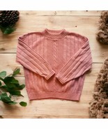 Willow Ridge Women’s L Pink Cottage Pullover Sweater Cable Knit 100% Lam... - $460.56 MXN