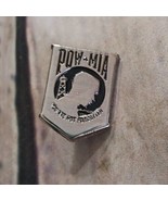 POW MIA Military Lapel Hat Pin Silver Tone 1&quot; Tall - $7.43