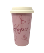Longaberger Pottery 2011 Horizon of Hope Travel Cup Mug w/Lid Pink Ribbo... - £12.57 GBP