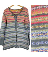 Talbots Sweater Size Large Henley Tunic Nordic Fair Isle Cottagecore Cab... - $67.55 CAD