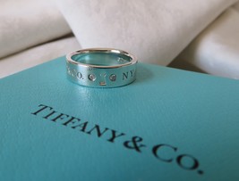 Tiffany &amp; Co. Locks Sterling Silver &amp; Diamonds Band Ring Size 6.5~B &amp; P~$501.00 - £215.82 GBP