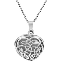 Endless Celtic Knot Heart Locket Sterling Silver Necklace - £18.94 GBP