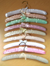 Lot of 9 Darice Pleated Cloth Padded Clothes Hangers n 7 Differenet Girly Colors - £30.81 GBP
