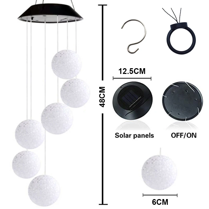 LED Solar Wind Chimes Multicolor Hanging lamp waterproof Wind bell light... - £199.19 GBP