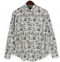 Robert Graham Shirt Mens Medium White Green Geometric Flip Cuff Classic Fit - £33.33 GBP