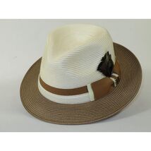 Men's Bruno Capelo 2-Tone Braided Straw Fedora Hat Main Street MS472 Ivory/Cogna image 2