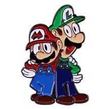 Super Mario Bros Video Game Mario and Luigi Arm in Arm Metal Enamel Pin NEW - £6.14 GBP