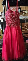 RED BEADED & TULLED DRESS 2 STRAPS USED FOR PERFORMING - £48.70 GBP