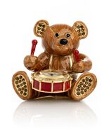 Keren Kopal Bear with Clock Trinket hand made Box Decorated &amp;  Austrian ... - $99.00