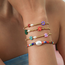  pearl beads strand bracelet women multicolor fashion acryic beads flower bracelet sets thumb200