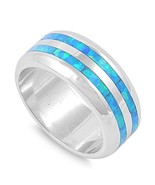 Sterling Silver October Blue Simulated Opal Ring - £58.96 GBP+