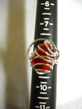 VINTAGE ARTISIAN HAND MADE WIRE WRAPPED RED GLASS GEM DESIGN RING US SZ ... - £11.79 GBP