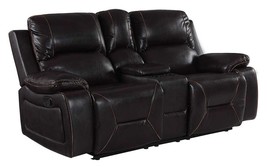 77" Brown Faux Leather Manual Reclining Love Seat With Storage - $30,694.48 MXN