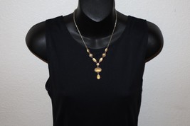 Vintage Yellow Amber Faceted Colored Gold Tone Choker Necklace 16&quot; Unbra... - $10.00