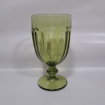 Vintage Libbey Duratuff Gibraltar Olive Green Glass Goblet 7&quot; Water Tea 16oz USA - £15.52 GBP