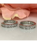 0.9Ct Round Moissanite Inside-outside Hoop Earrings 14k White Gold Plate... - €103,74 EUR