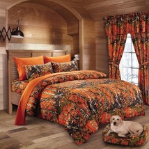 Cal King Orange Camo!!! 1 Pc Comforter Microfiber Woods Camouflage Blanket - £53.66 GBP