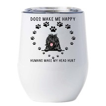 Cute Portuguese Water  Dog Lover Tumbler 12oz Dogs Make Me Happy Wine Glass Gift - £18.11 GBP