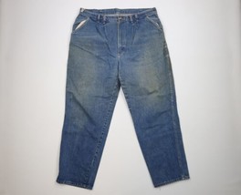 Vintage 70s Wrangler Mens 42x30 Distressed Pleated Flared Bootcut Jeans Blue USA - £38.72 GBP