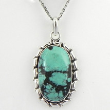 Solid 925 Sterling Silver Turquoise Pendant Necklace Women PSV-1741 - £27.52 GBP+