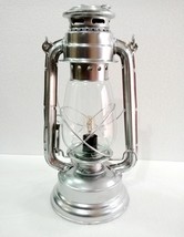 Halloween Electric Vintage Stable Silver Lantern Lamp with Blown Glass Chimney - £37.57 GBP